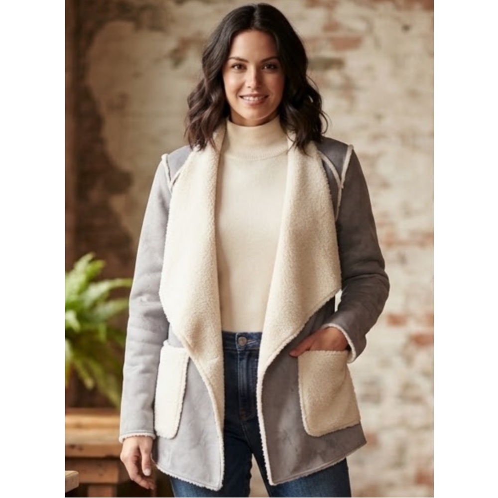 Saks Fifth Avenue Faux Suede and Shearling Jacket Medium